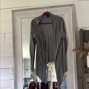 Gray Open-Front Cardigan